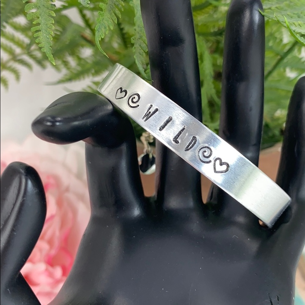 ⭐️🌸Adorned Crown artisan hand stamp Wild hearts cuff bracelet
